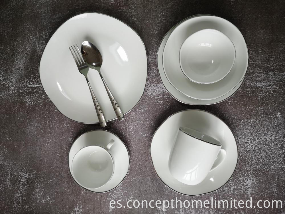 Porcelain Dinner Set With Silver Rim Ch22067 06 2